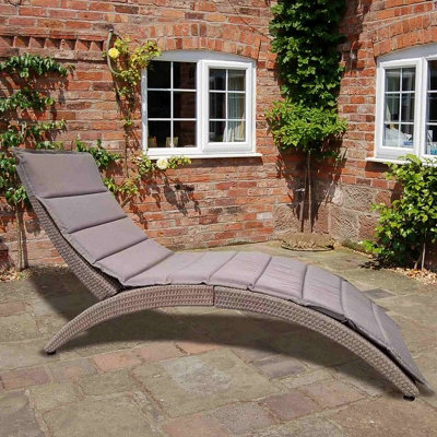 Rowlinson Truro Rattan Sun Lounger with Cushion