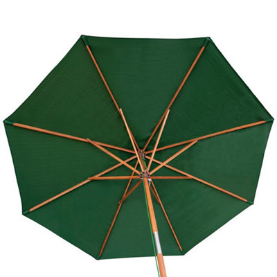 Rowlinson Willington Green Wooden Parasol Sun Umbrella Shade 2.7m & 15kg Base