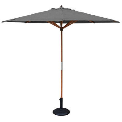 Rowlinson Willington Grey Wooden Parasol Sun Umbrella Shade 2.7m & 15kg Base