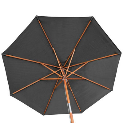 Rowlinson Willington Grey Wooden Parasol Sun Umbrella Shade 2.7m & 15kg Base