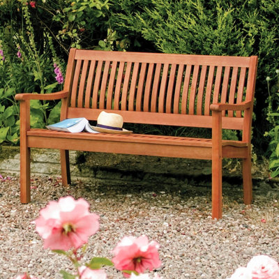 Rowlinson Willington Wooden Garden Park Patio Bench 2 Seater