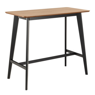 Roxby Bar Table in Oak & Matte Black base