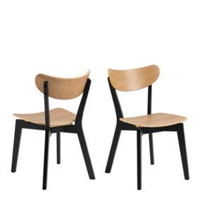 Roxby Dining Chairs in Black and Oak Set of 2
