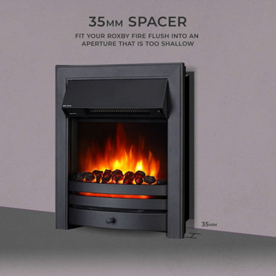 Roxby Electric Fire - Black with 35mm Spacer Kit
