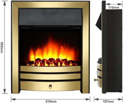 Roxby Electric Fire - Brass with 35mm Spacer Kit