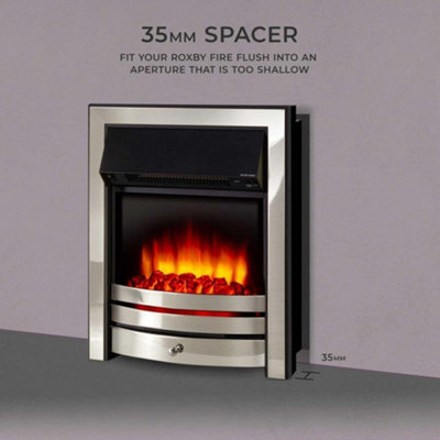 Roxby Electric Fire - Chrome with 35mm Spacer Kit