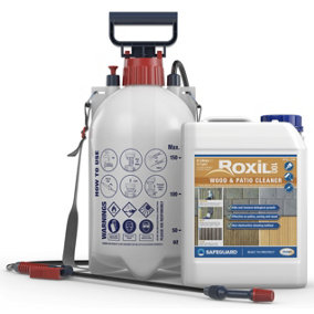 Roxil 100 Green Mould, Algae & Lichen Killer - 1 x 5L & Sprayer - Restore The Appearance of Your Patio, Decking, Fence or Paving