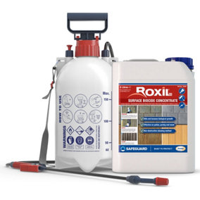 Roxil Wood & Patio Cleaner - 5L & Sprayer - Cleans Decking, Fencing, Wooden structures, Patios and Paving (200 KIT)