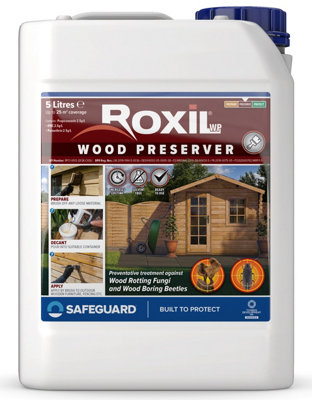 Roxil Wood Preserver (5L Clear) Odourless, Advanced Protection Against Dry Rot, Wet Rot, Fungal Attack and Woodworm Infestation