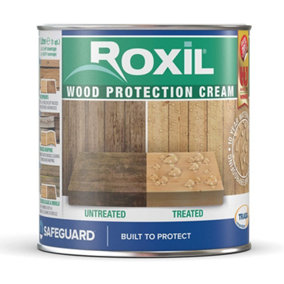 Roxil Wood Protection Cream - 1L - Clear - Wood Waterproofing Sealer. Preserves Outdoor Wood: Fences, Decking, Furniture, Sheds