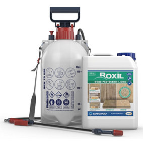 Roxil Wood Protection Liquid (5 Litre & Sprayer) - Weatherproofs and Protects Decks, Fences, Garden Furniture and Any Outdoor