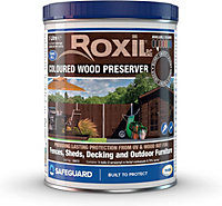 Roxil Wood Stain Preserver (1L Burnt Umber) - 5 Year Protection for Indoor & Outdoor Wood. No VOCs, Fast-Drying. 5 m Coverage