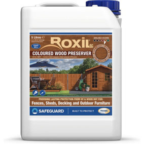 Roxil Wood Stain Preserver (5L Autumn Gold) - 5 Year Protection for Indoor & Outdoor Wood. No VOCs, Fast-Drying. 25 m Coverage