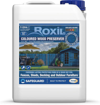 Roxil Wood Stain Preserver (5L Cobalt Blue) - 5-Year Protection for Indoor & Outdoor Wood. No VOCs, Fast-Drying. 25 m Coverage.