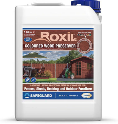 Roxil Wood Stain Preserver (5L Red Cedar) - 5 Year Protection for Indoor & Outdoor Wood. No VOCs, Fast-Drying. 25 m Coverage