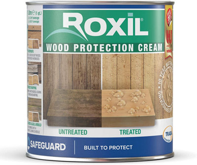 Roxil Wood Waterproofing Cream (1L Clear) 10+ Wood Protection for Fences, Decking, Sheds and Furniture. One-Coat Application.