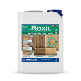 Roxil Wood Waterproofing Liquid (5L Clear)  Wood Preserver Outdoor, Wood Sealer for decking, Fence, Sheds and Furniture