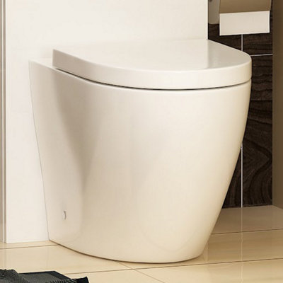 Royal Bathrooms Abacus  Rimless Back To Wall Toilet Gloss White Round Pan with Soft Close Seat