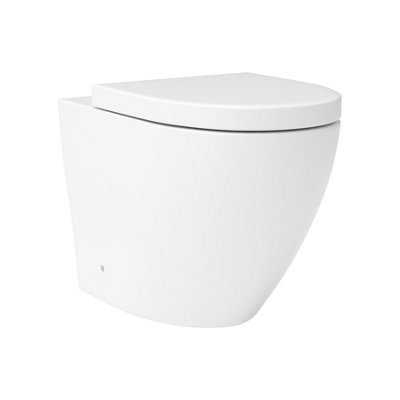 Royal Bathrooms  Abacus Rimless Back To Wall Toilet Gloss White Round Pan with Soft Close Seat