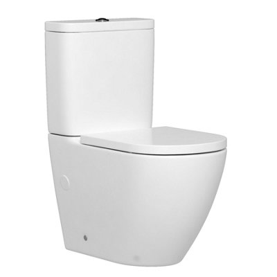 Royal Bathrooms Abacus Rimless Close Coupled Toilet Gloss White Round Pan with Soft Close Seat & Dual Flush Cistern