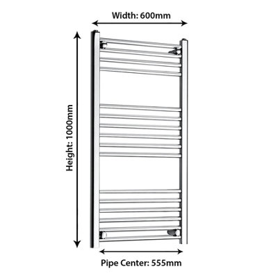 Royal Bathrooms Arno Heated Towel Rail 1000 x 600mm Straight Ladder - Chrome