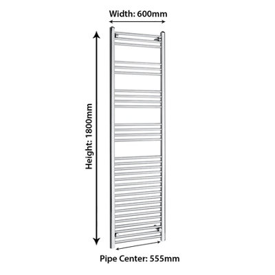 Royal Bathrooms Arno Heated Towel Rail 1800 x 600mm Straight Ladder - Chrome