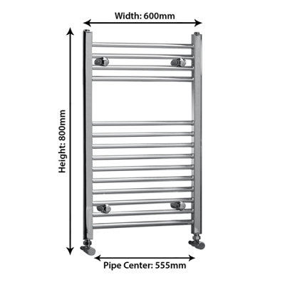 Royal Bathrooms Arno Heated Towel Rail 800 x 600mm Straight Ladder - Chrome
