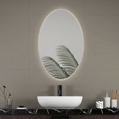 Royal Bathrooms Aspen 500 x 800mm Frameless Oval Backlit LED Illuminated Bathroom Mirror - Anti-Fog