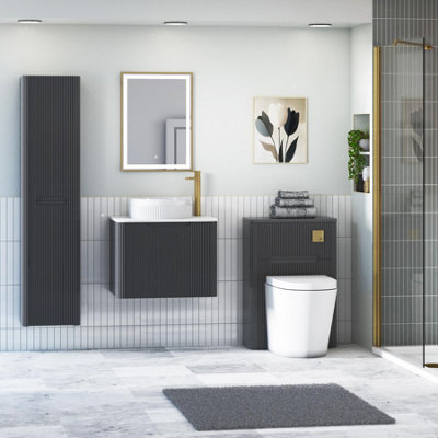 Royal Bathrooms Avenza 600mm Matt Obsidian Black Wall Hung Bathroom ...