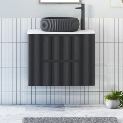 Royal Bathrooms Avenza 600mm Matt Obsidian Black Wall Hung Bathroom ...