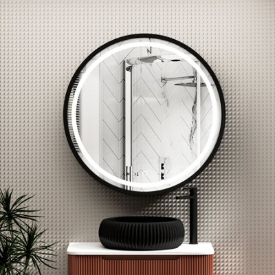 Royal Bathrooms Avenza 800 x 800mm Matt Black Frontlit LED Cabinet ...
