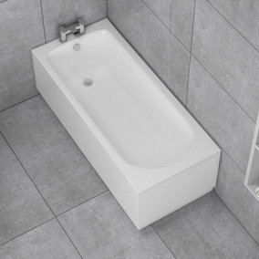Royal Bathrooms Breeze 1800 x 800mm Acrylic Single Ended Round Edged Gloss White Straight Bathtub with Front & End Panel