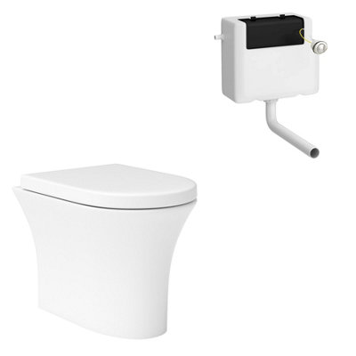 Royal Bathrooms Breeze Rimless Back To Wall Toilet with Concealed Cistern Gloss White Round Pan & Soft Close Seat