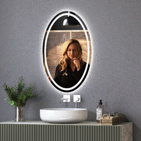 Royal Bathrooms Capri 500 x 800mm Frameless Oval Front Lighted LED Illuminated Mirror - Anti-Fog