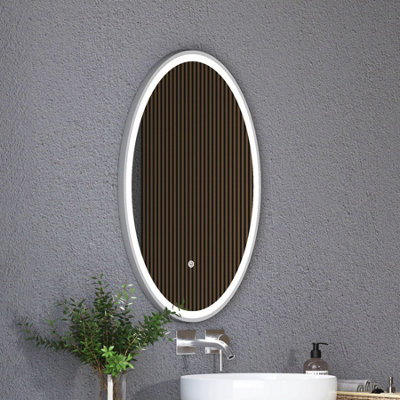 Royal Bathrooms Capri 500 x 800mm Oval LED Illuminated Framed Mirror with Demister Pad - Chrome