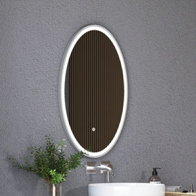 Royal Bathrooms Capri 500 x 800mm Oval LED Illuminated Framed Mirror with Demister Pad - Chrome