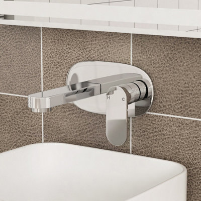 Royal Bathrooms Cassellie Filo Wall Mounted Basin Mixer Tap Elegant Design - Chrome