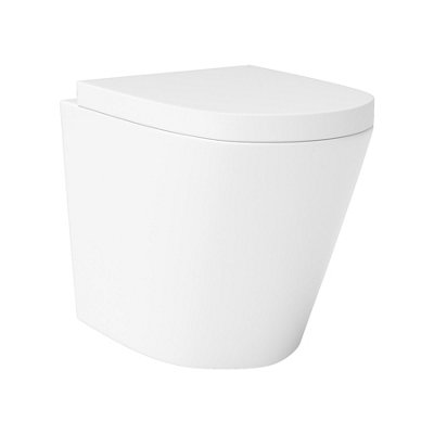 Royal Bathrooms Cesar Rimless Back To Wall Toilet Gloss White Round Pan with Soft Close Seat