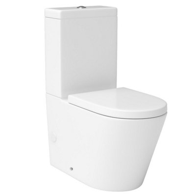 Royal Bathrooms Cesar Rimless Close Coupled Toilet Gloss White Round Pan with Soft Close Seat & Dual Flush Cistern