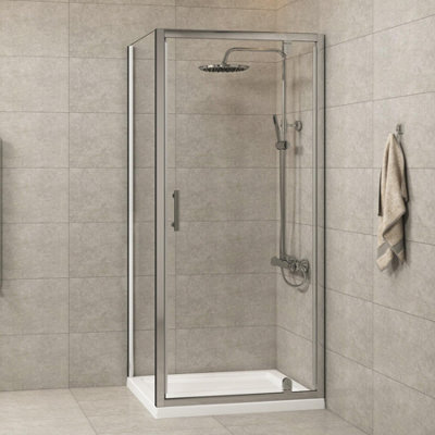Royal bathrooms Cube 1000 x 900mm Rectangular Pivot Door Shower Enclosure with Side Panel 6mm Safety Tempered Glass