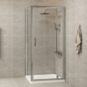 Royal bathrooms Cube 1000 x 900mm Rectangular Pivot Door Shower Enclosure with Side Panel 6mm Safety Tempered Glass
