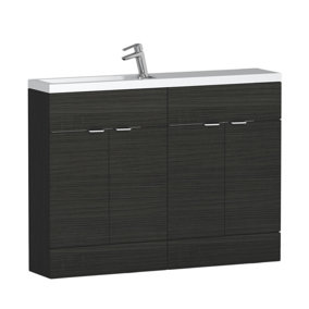Royal Bathrooms Elena 1200mm Hale Black 4-Door Double Floor Standing Bathroom Vanity Unit With Compact Basin