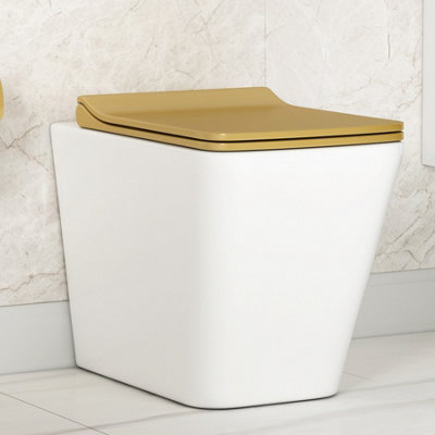 Royal Bathrooms Elena Back To Wall Rimless Toilet with Concealed Cistern Gloss White Square Pan & Slim Soft Close Seat