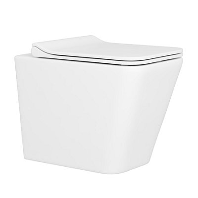 Royal Bathrooms Elena Rimless Back To Wall Toilet Gloss White Square Pan with Slim Soft Close Seat