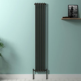 Royal Bathrooms Fluxx Anthracite Vertical Double Column Radiator - 1800 x 290mm