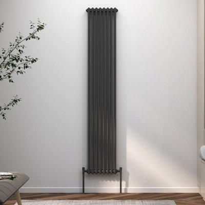 Royal Bathrooms Fluxx Anthracite Vertical Double Column Radiator - 1800 ...