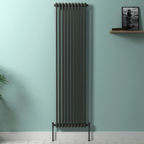 Royal Bathrooms Fluxx Anthracite Vertical Double Column Radiator - 1800 x 470mm