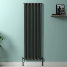 Royal Bathrooms Fluxx Anthracite Vertical Double Column Radiator - 1800 x 560mm
