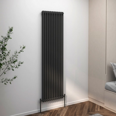 Royal Bathrooms Fluxx Anthracite Vertical Double Column Radiator - 1800 ...