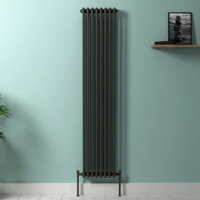 Royal Bathrooms Fluxx Anthracite Vertical Triple Column Radiator - 1800 x 380mm